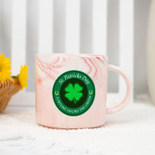 St. Patricks Day Fortune Favors the Green Marble Mugs