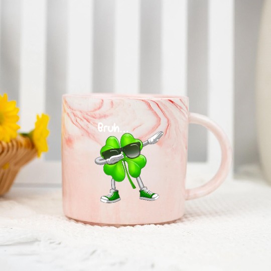 Bruh Dabbing Shamrock - Funny St Patricks Day Marble Mugs