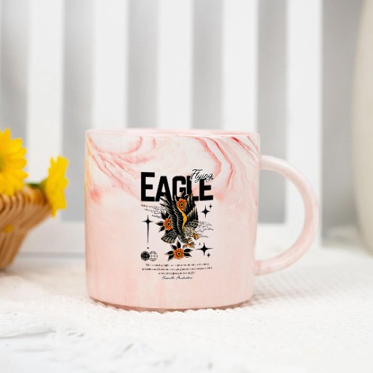 Flying Eagle Vintage Tattoo Style Design Marble Mugs