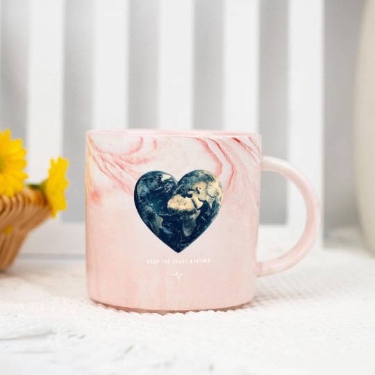 Keep the Heart Beating Earth Day Earth Environment Marble Mugs