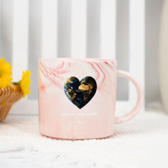 Keep the Heart Beating Heart Earth Day Environment Marble Mugs