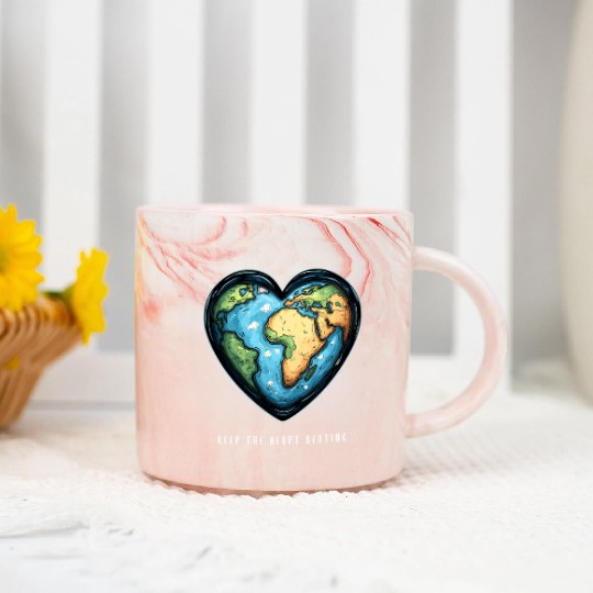 Keep the Heart Beating Environment Earth Day Earth Marble Mugs