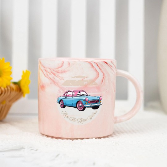 “Ride the Retro Vibes – Cruise Through Nostalgia” Marble Mugs