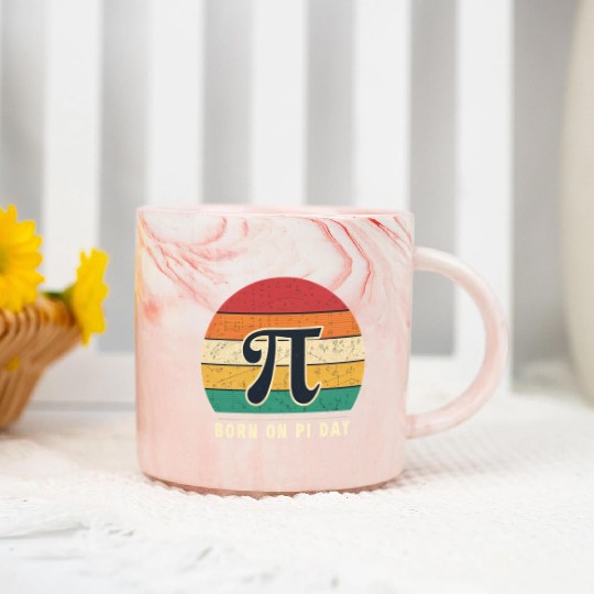 Retro Vintage Born in March Pi Day Marble Mugs | Funny