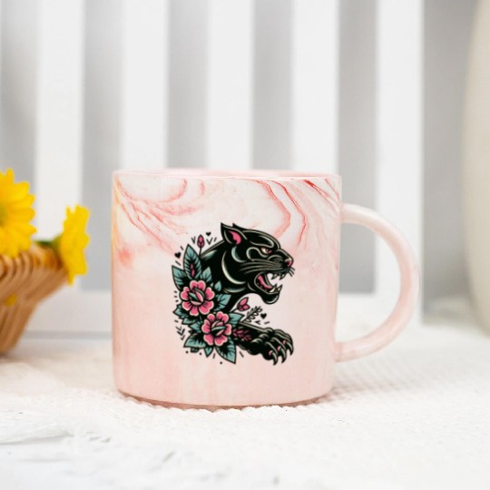 Black Panther Flash Tattoo Marble Mugs