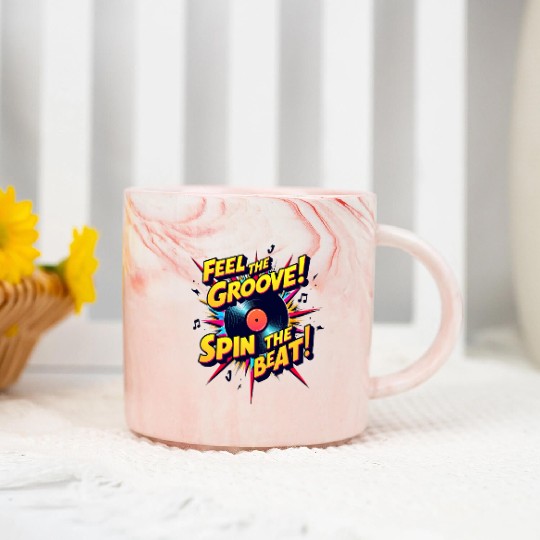 Vinyl Groove Explosion – Retro Comic Music Vibes Marble Mugs