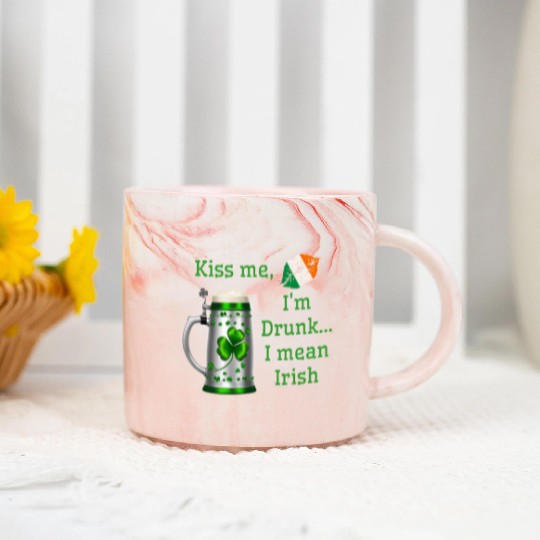 St. Patrick's Day - Kiss Me I'm Drunk Marble Mugs