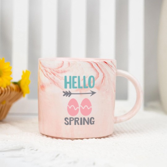 Hello Spring - Spring Design with Easter Eggs Marble Mugs