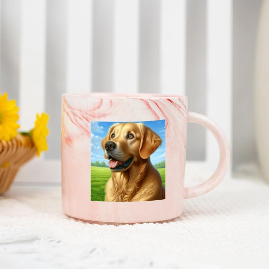 Realistic Golden Retriever Marble Mugs