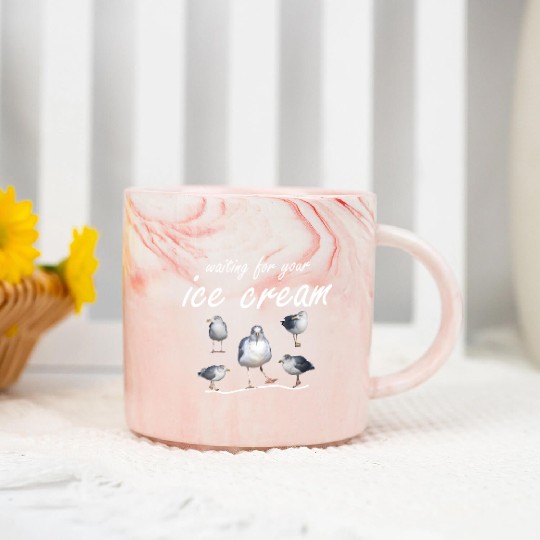 ice cream seagull sea sailing coast ocean Marble Mugs