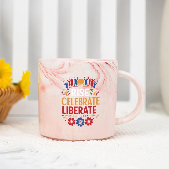 Rise, Celebrate, Liberate: Juneteenth Freedom Marble Mugs