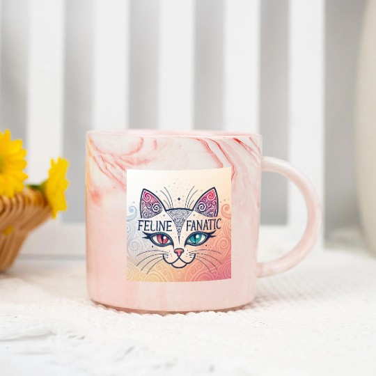 Feline Fanatic Marble Mugs - Cat Lover Marble Mugs - Unique Ca