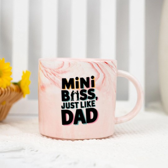 Mini Boss Just Like Dad – Father & Son Matching Marble Mugs