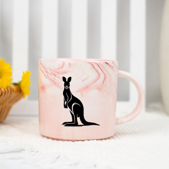 Marsupials Of The Wild Kangaroo Silhouette Marble Mugs
