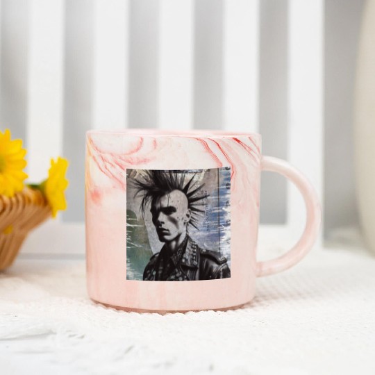 punk on a grunge background Marble Mugs
