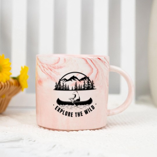 Explore the Wild | Forest Bear Canoe Adventure Marble Mugs