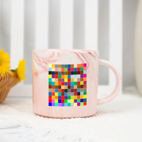 "Vibrant Multi-Color Square Box Design Marble Mugs"