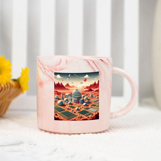 Town on Mars Marble Mugs
