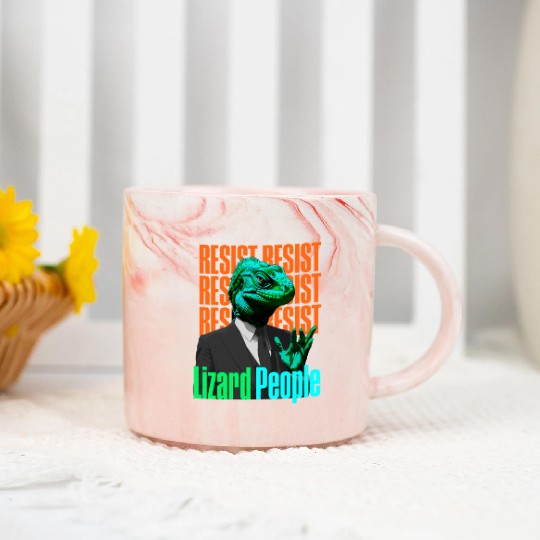 Resist Reptilians Lizard People Marble Mugs