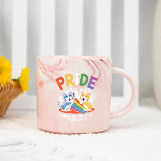 Pride Month Philadelphia City Pennsylvania USA Rai Marble Mugs