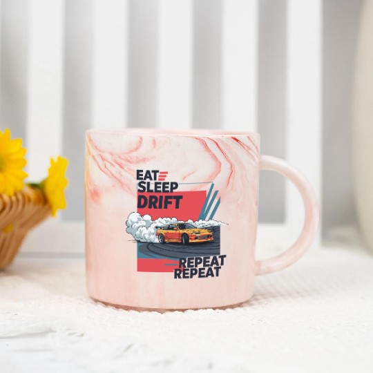 Eat Sleep Drift Repeat Marble Mugs – Neon JDM Car Raci