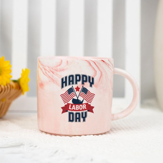 Happy Labor Day For Women USA Flag Marble Mugs