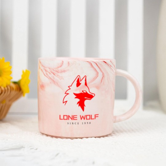 lone wolf red logo Marble Mugs
