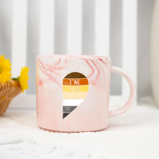 Bear Pride Couple Heart I'm His He's Mine Matching Marble Mugs