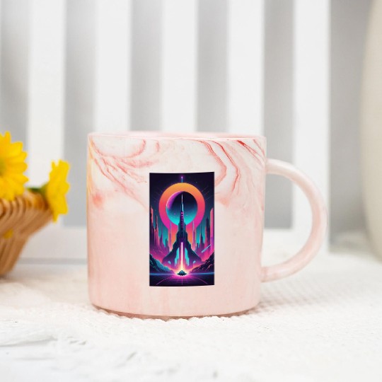 Neon Horizon: The Future of Space Exploration Marble Mugs