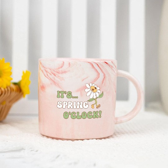 It's Spring o' clock! Floral Design Marble Mugs