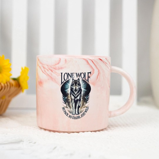 Lone Wolf - No Pack, No Chains, Just Wild Marble Mugs