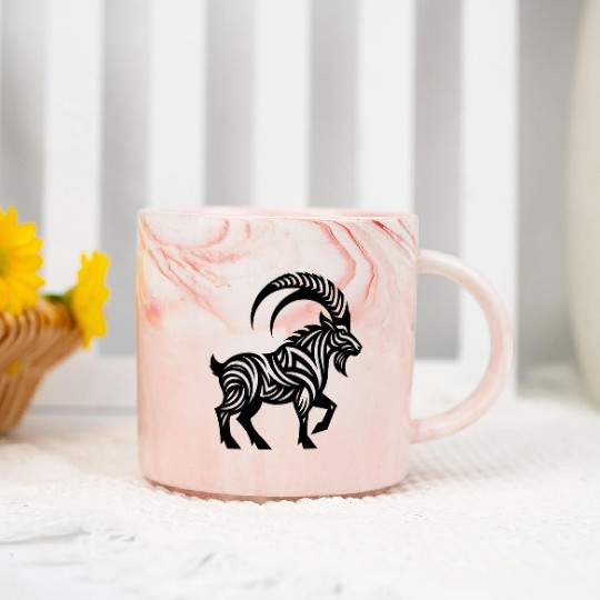 Wild Capricorn Tattoo Marble Mugs