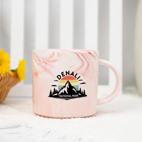 Retro Denali National Park US Vintage Denali Marble Mugs