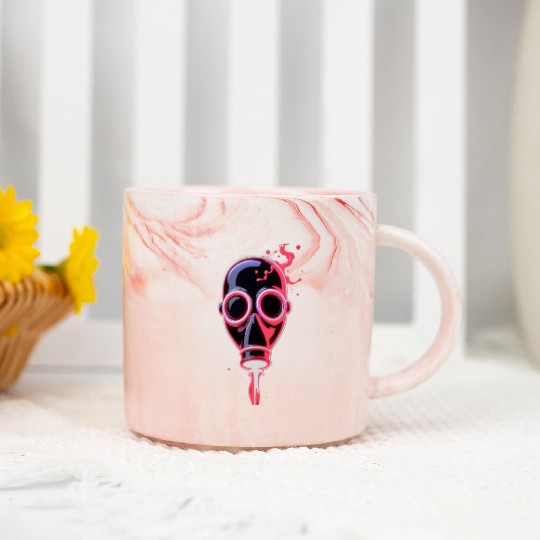 Neon Cyberpunk Gas Mask – Glowing Apocalypse Art Marble Mugs
