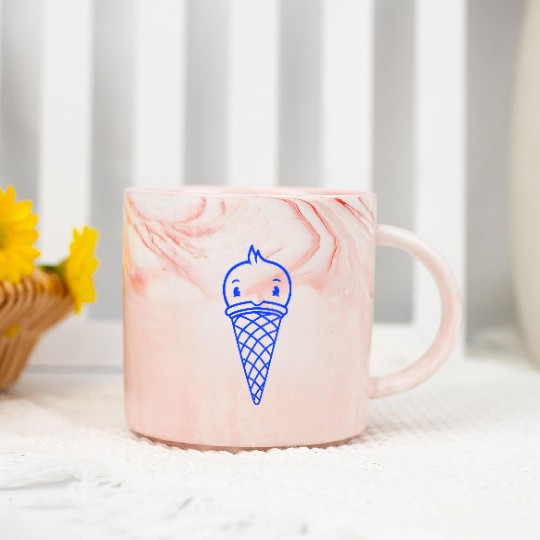 Bird Ice Cream Waffle Scoops Summer Yummy eating Marble Mugs