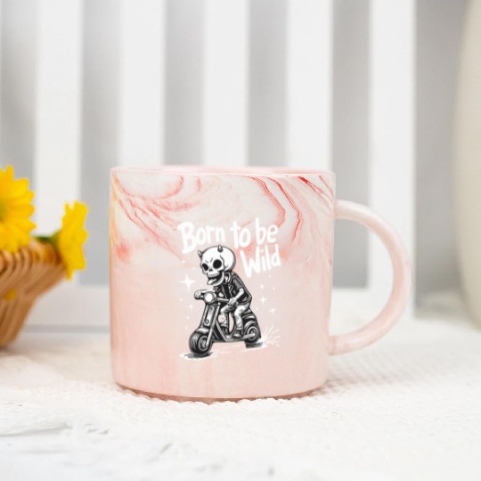 Born to Be Wild - Skull Devil on Scooter Marble Mugs