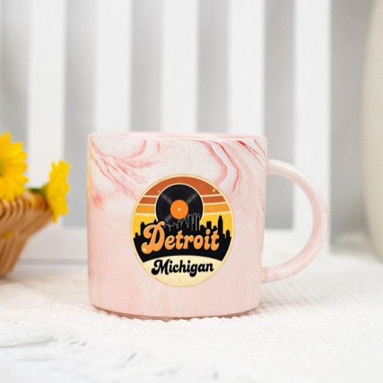 Detroit Souvenir and Travel Gift Idea Marble Mugs