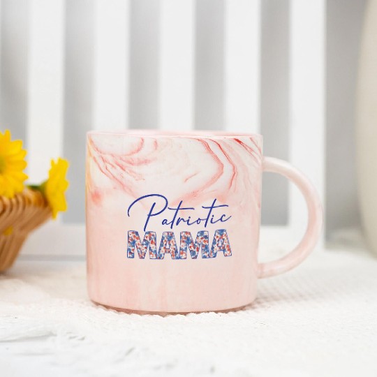 Patriotic Mama - Fourth of July - Mother's Day Marble Mugs