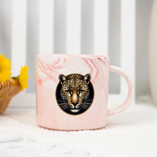 the face of a jaguar Marble Mugs