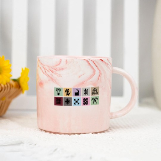 West African Adinkra Symbols Grid Marble Mugs