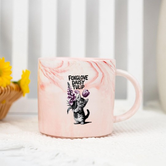 Subtle Floral Anti Trump Flowers Foxglove Daisy Marble Mugs