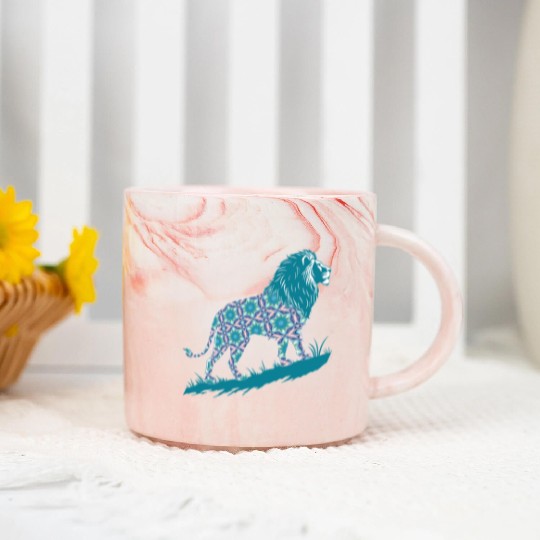 Star of David Pattern 8 Lion of Judah Marble Mugs