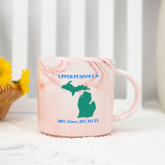 Michigan Upper Peninsula: 90% Trees, 10% Wifi Marble Mugs