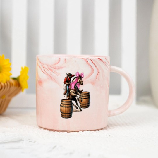 Coquette Bow Barrel Racer Barrel Racing Rodeo Mom Marble Mugs