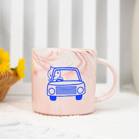 Duck Car Driver Fast Vehicle Greeting Waving Cute Marble Mugs
