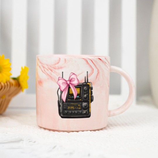 Coquette Bow Ham Radio Operator Amateur Radio Girl Marble Mugs