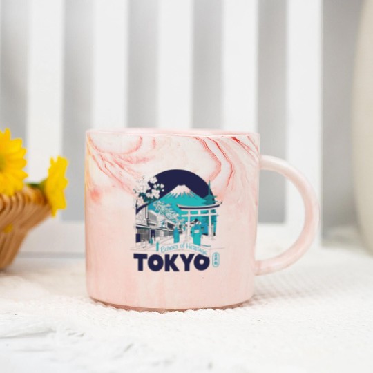 Tokyo Skyline with Mount Fuji Marble Mugs