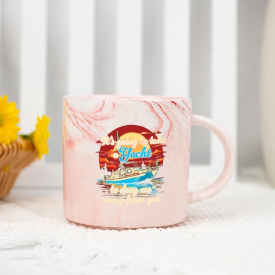 Vintage Style on Back Yacht Rock Party Boat Marble Mugs