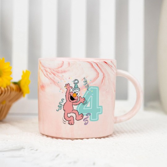 Sesame Street Birthday Design With Elmo 4 Years Marble Mugs
