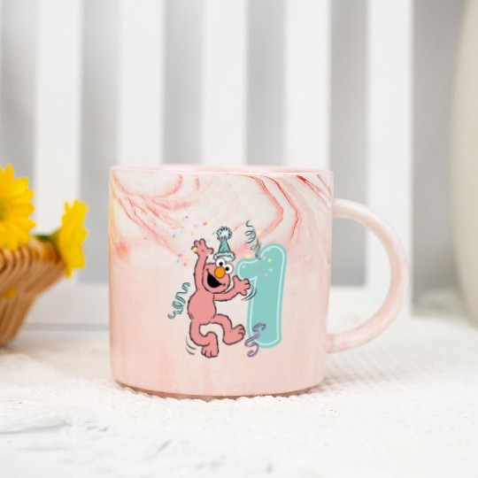Sesame Street Birthday Design With Elmo One Year Marble Mugs